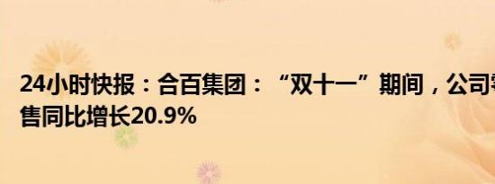 24小时快报：合百集团：“双十一”期间，公司零售业态销售同比增长20.9%