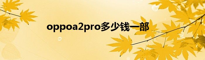 oppoa2pro多少钱一部